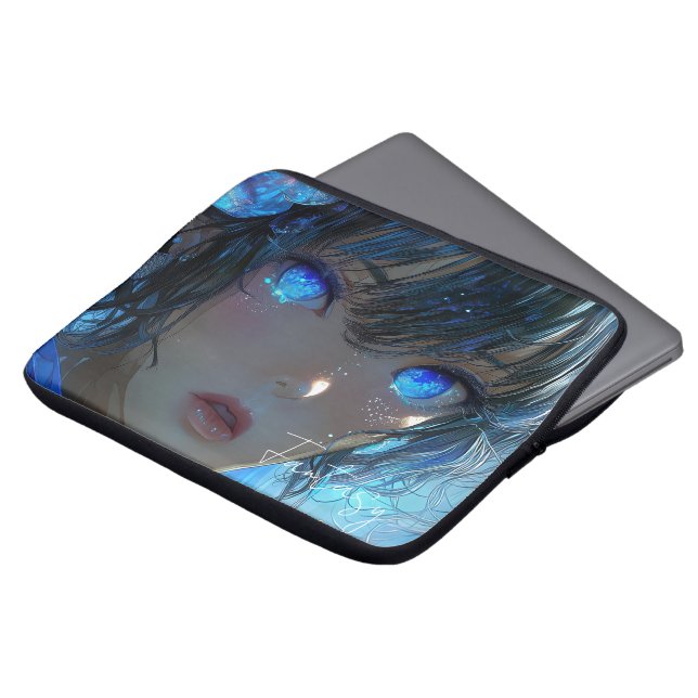 Mysterious Fantasy Girl - Ocean Art Aesthetic Laptop Sleeve (Front Top)