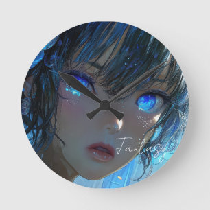 Mysterious Fantasy Girl - Ocean Art Aesthetic Round Clock