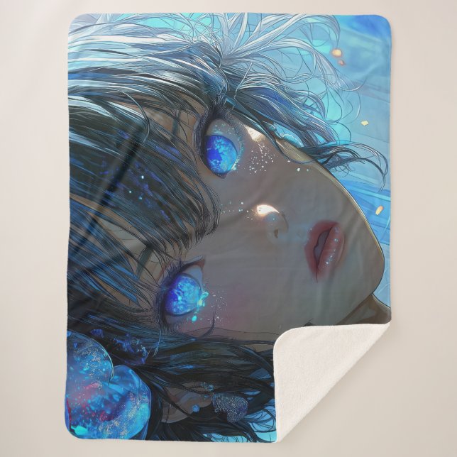 Mysterious Fantasy Girl - Ocean Art Aesthetic Sherpa Blanket (Front)