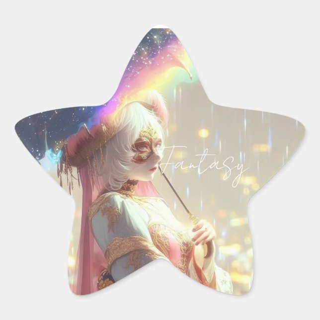 Mysterious Fantasy Girl - Ocean Art Aesthetic Star Sticker (Front)