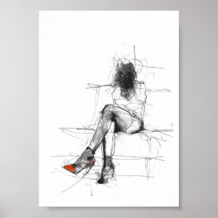 Mysterious Fashion - Abstract Woman in Heels Poster