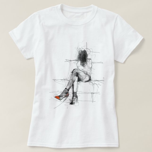 Mysterious Fashion - Abstract Woman in Heels T-Shirt (Design Front)