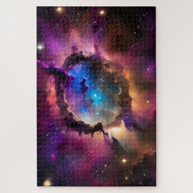 Mysterious figure in clouds in space time universe jigsaw puzzle (Vertical)