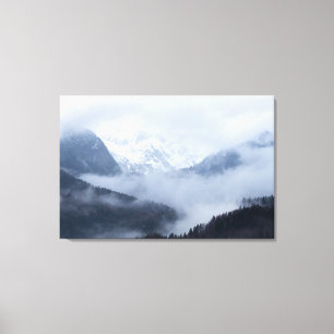 Mysterious fog rolling through layers of hills canvas print
