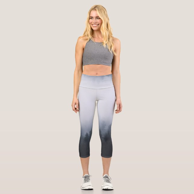 Mysterious forest in the fog capri leggings (Front)