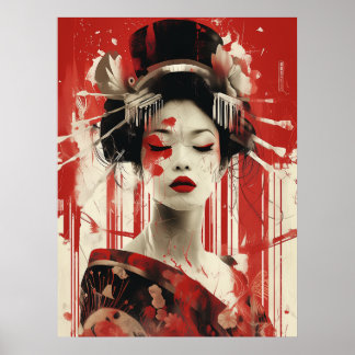 Mysterious Geisha Wall Art, Paper Poster