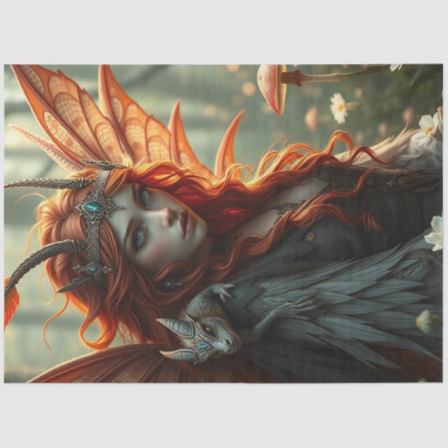 Mysterious Gothic Dragon Fairy  Tissue Paper (Front)