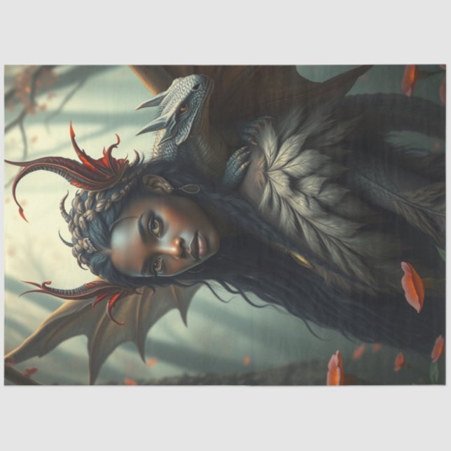 Mysterious Gothic Dragon Fairy  Tissue Paper (Front)