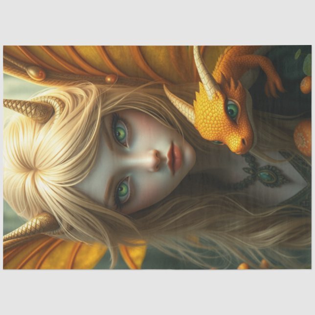 Mysterious Gothic Dragon Fairy  Tissue Paper (Front)