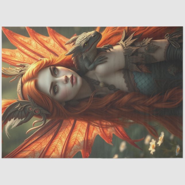 Mysterious Gothic Dragon Fairy  Tissue Paper (Front)