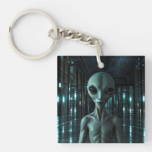 Mysterious Grey Alien Key Ring