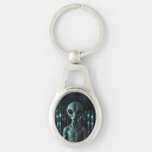 Mysterious Grey Alien Key Ring
