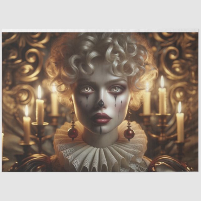 Mysterious Harlequin Woman Decoupage Paper (Front)