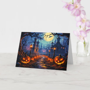 Mysterious Haunted House - Happy Halloween Card