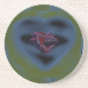 Mysterious hearts art design dark misty colours    coaster