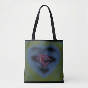 Mysterious hearts art design dark misty colours to tote bag