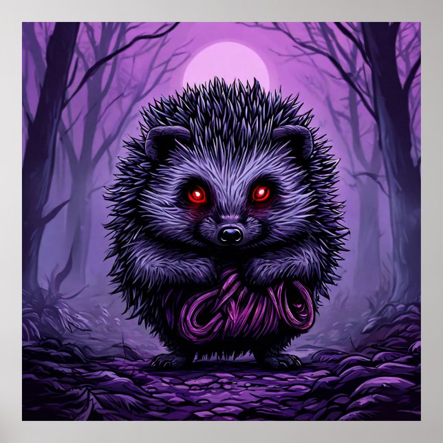 Mysterious Hedgehog Spooky Forest Halloween Poster (Front)