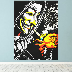 Mysterious Hooded Mask Smoker Pop Art Canvas Print