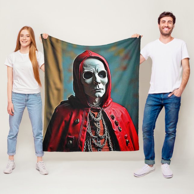 Mysterious Hooded Skull Figure Fleece Blanket (In Situ)
