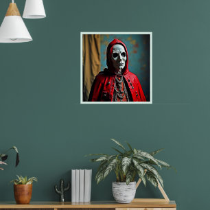 Mysterious Hooded Skull Figure Poster