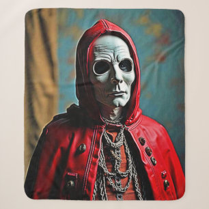 Mysterious Hooded Skull Figure Sherpa Blanket