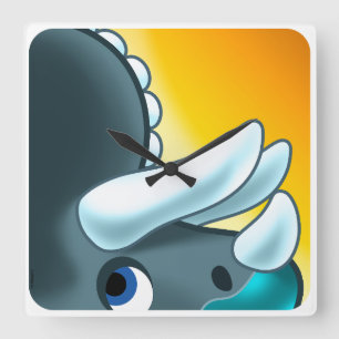 MYSTERIOUS HORNED DINOSAUR by Jeff Willis Art Square Wall Clock