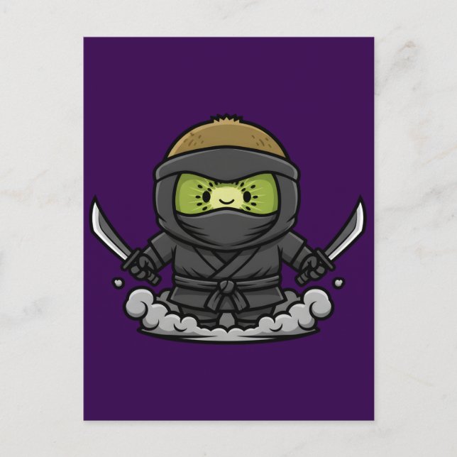 Mysterious Kage Kiwi Shadow Ninja Illustration Postcard (Front)