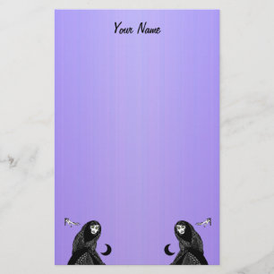 Mysterious Lady Hooded Cape Floating Hands Moons Stationery