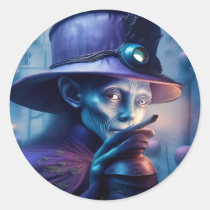 Mysterious Lady Pointing Finger At You Classic Round Sticker