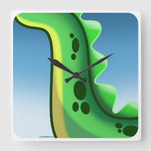 MYSTERIOUS LONG NECK DINOSAUR by Jeff Willis Art Square Wall Clock