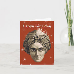 Mysterious Magical Genie Head Face Turban Birthday Card