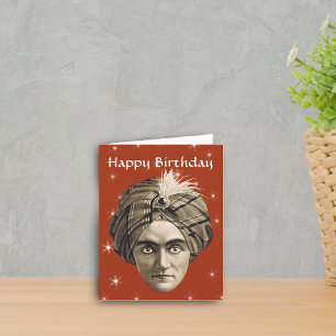 Mysterious Magical Genie Head Face Turban Birthday Card