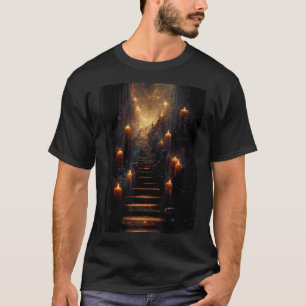 Mysterious Magical Stairway To Oblivion AI Art T-Shirt