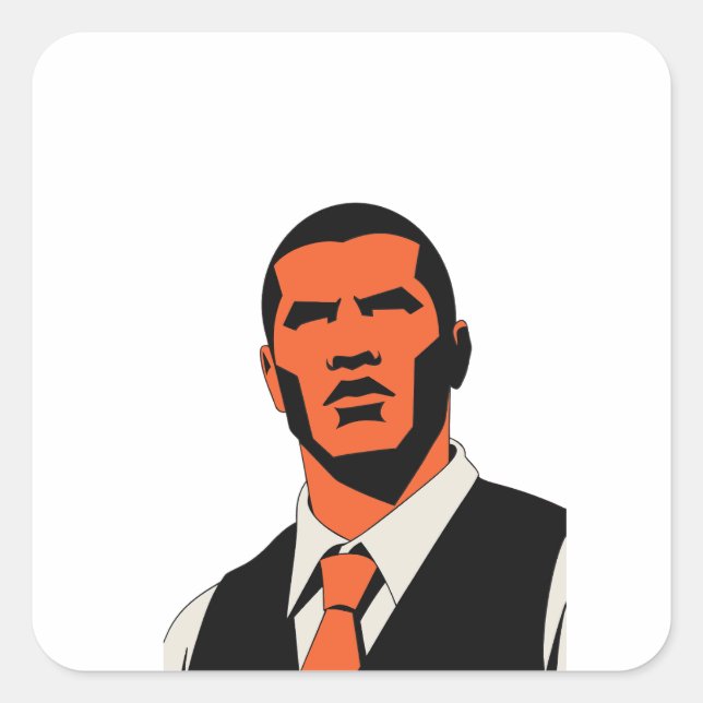Mysterious man look square sticker (Front)