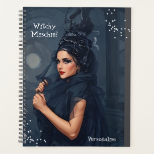 Mysterious Moon Witchy Mischief Quote GrayJournal Planner
