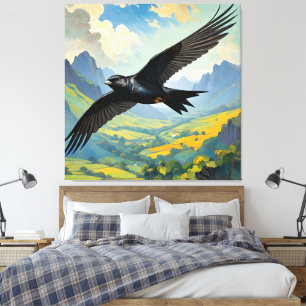 Mysterious Nomad: Colourful Swift Bird Portait Canvas Print