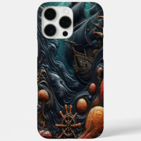 Mysterious Ocean Scene With Ship and Sea Creatures