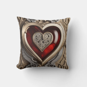 Mysterious Ornament with a red heart Cushion