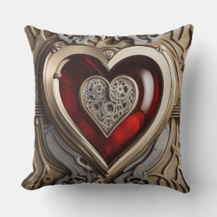 Mysterious Ornament with a red heart   Cushion