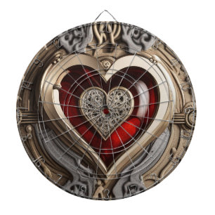 Mysterious Ornament with a red heart Dartboard