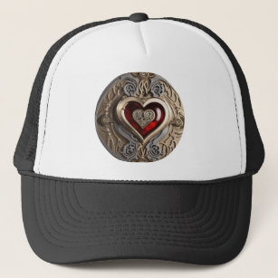 Mysterious Ornament with a red heart   Trucker Hat