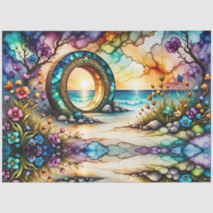 Mysterious Portal Floral Ocean Beach Tissue Paper