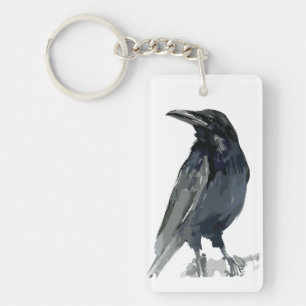Mysterious Raven Illustration Key Ring