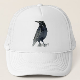 Mysterious Raven Illustration Trucker Hat