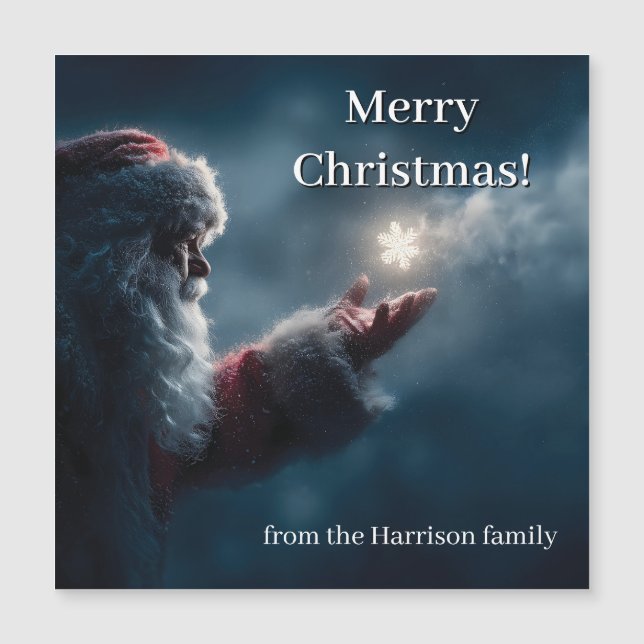 Mysterious Santa Claus Blowing a Glowing Snowflake (Front)