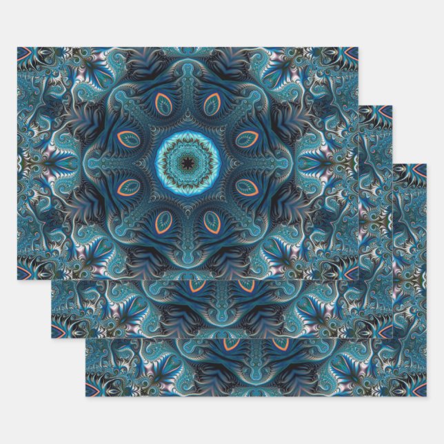 Mysterious space mandala wrapping paper sheet (Set)