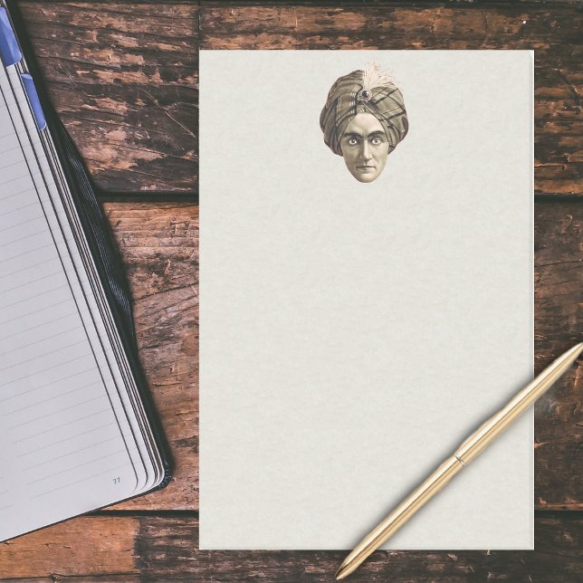 Mysterious Spooky Magical Genie Head Face Turban Post-it Notes (Head face of vintage Genie man wearing turban on light grey large post it notes.)