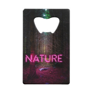 Mysterious spruce forest nature neon magenta sign