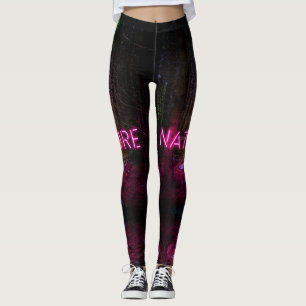 Mysterious spruce forest nature neon magenta sign leggings