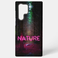 Mysterious spruce forest nature neon magenta sign